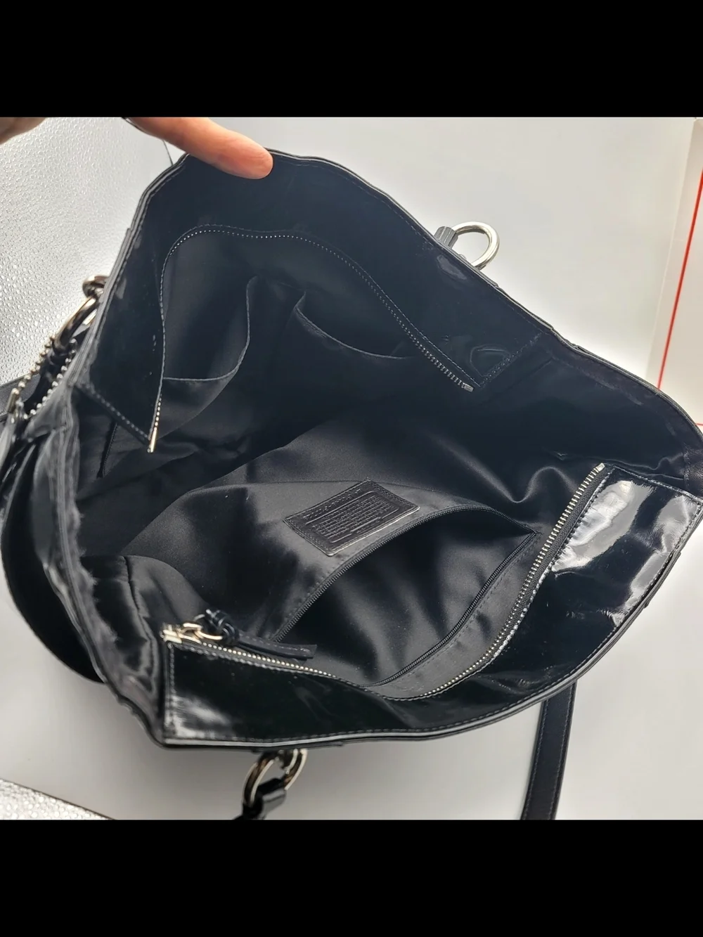 Coach Black Patent Signature Tote Shoulder Bag